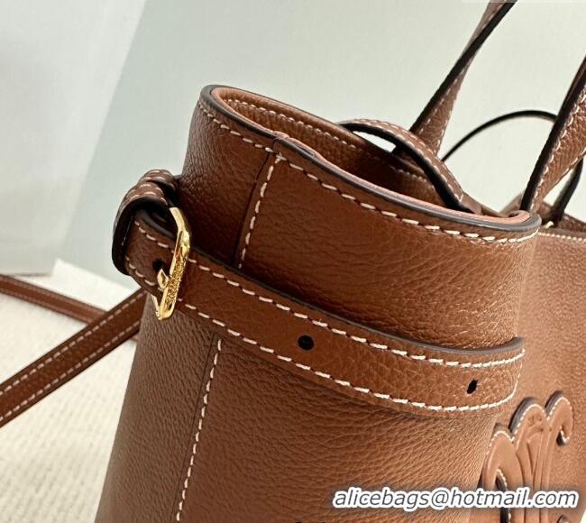 Classic Specials Celine Mini Cabas Anais Cuir Triomphe Tote Bag in Grained Calfskin 118613 Tan Brown 2025