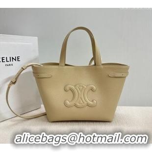 Best Price Celine Mini Cabas Anais Cuir Triomphe Tote Bag in Grained Calfskin 118613 Light Apricot 2025