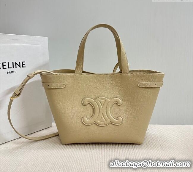 Best Price Celine Mini Cabas Anais Cuir Triomphe Tote Bag in Grained Calfskin 118613 Light Apricot 2025