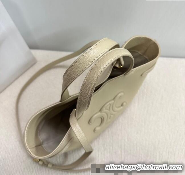 Best Price Celine Mini Cabas Anais Cuir Triomphe Tote Bag in Grained Calfskin 118613 Light Apricot 2025