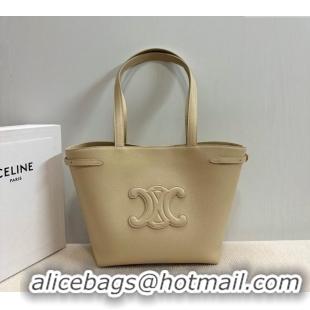 Top Grade Celine Small Cabas Anais Cuir Triomphe Tote Bag in Grained Calfskin 118233 Light Apricot 2025