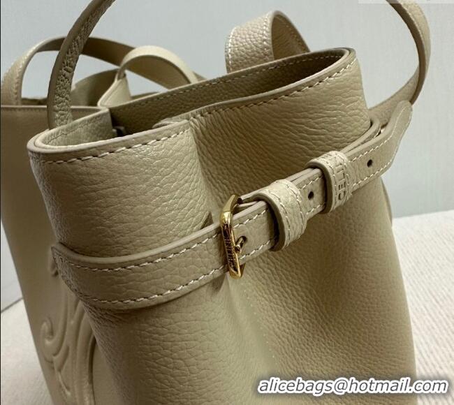 Top Grade Celine Small Cabas Anais Cuir Triomphe Tote Bag in Grained Calfskin 118233 Light Apricot 2025