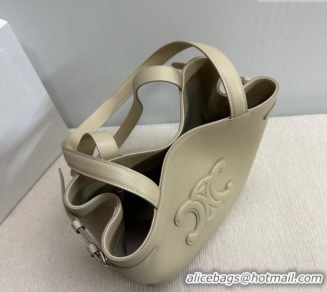 Top Grade Celine Small Cabas Anais Cuir Triomphe Tote Bag in Grained Calfskin 118233 Light Apricot 2025