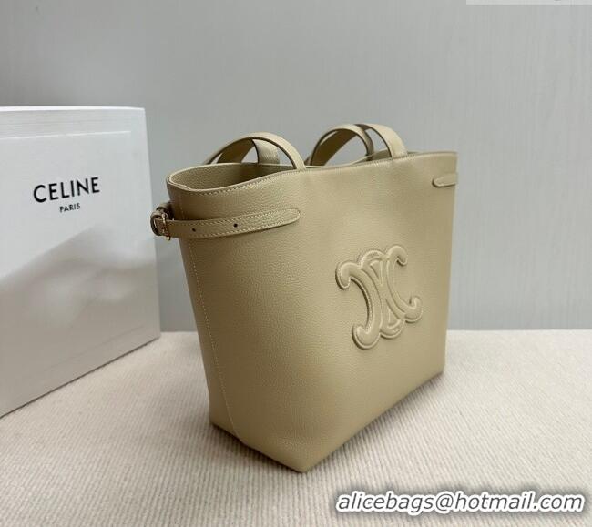 Top Grade Celine Small Cabas Anais Cuir Triomphe Tote Bag in Grained Calfskin 118233 Light Apricot 2025