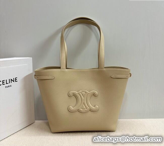 Top Grade Celine Small Cabas Anais Cuir Triomphe Tote Bag in Grained Calfskin 118233 Light Apricot 2025