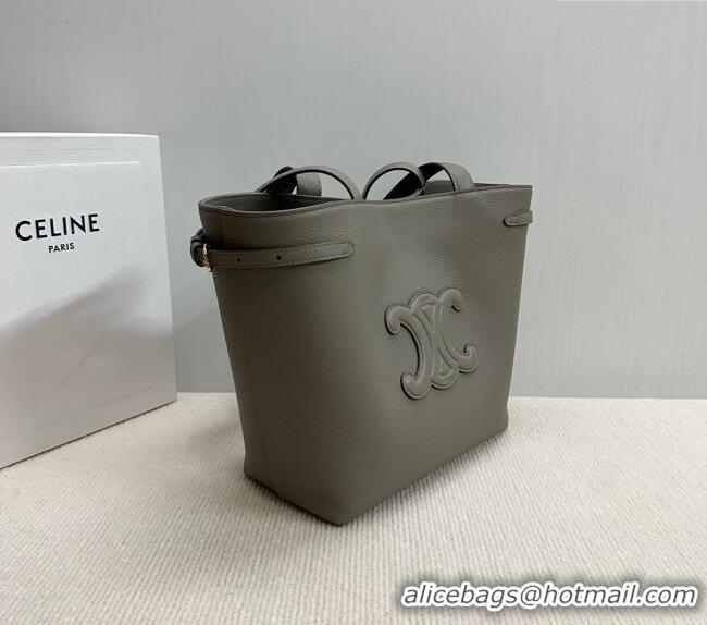 Most Popular Celine Small Cabas Anais Cuir Triomphe Tote Bag in Grained Calfskin 118233 Dark Grey 2025