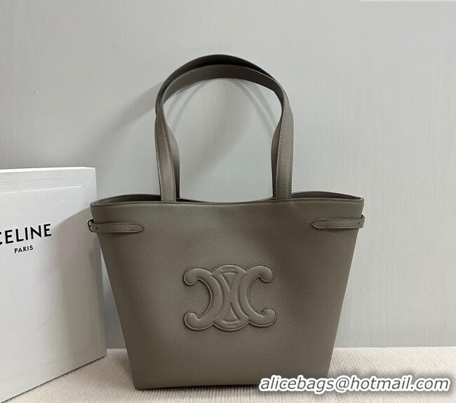 Most Popular Celine Small Cabas Anais Cuir Triomphe Tote Bag in Grained Calfskin 118233 Dark Grey 2025