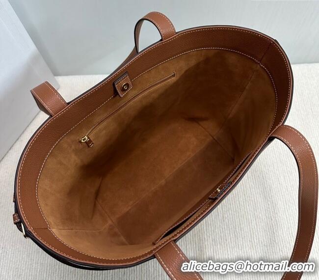 Luxury Cheap Celine Small Cabas Anais Cuir Triomphe Tote Bag in Grained Calfskin 118233 Tan Brown 2025