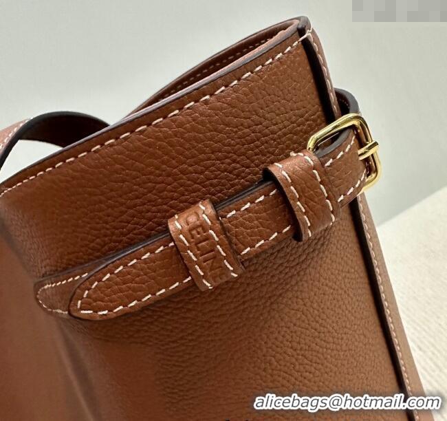 Luxury Cheap Celine Small Cabas Anais Cuir Triomphe Tote Bag in Grained Calfskin 118233 Tan Brown 2025