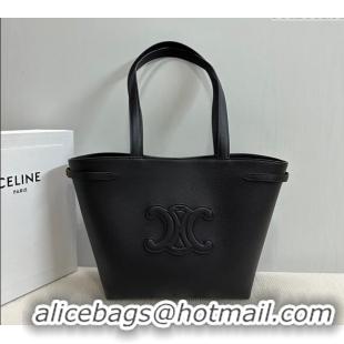 Top Design Celine Small Cabas Anais Cuir Triomphe Tote Bag in Grained Calfskin 118233 Black 2025