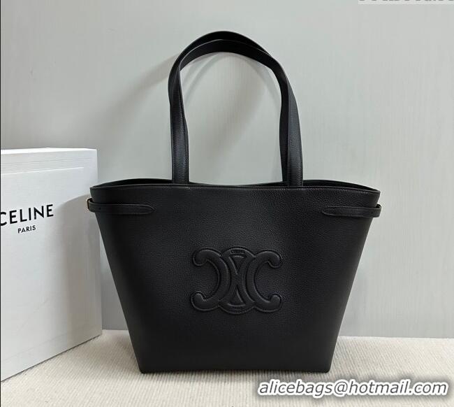 Top Design Celine Small Cabas Anais Cuir Triomphe Tote Bag in Grained Calfskin 118233 Black 2025