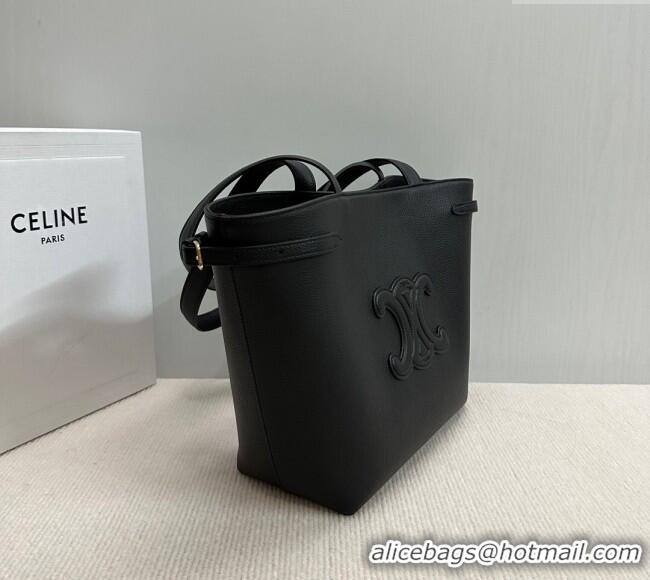 Top Design Celine Small Cabas Anais Cuir Triomphe Tote Bag in Grained Calfskin 118233 Black 2025