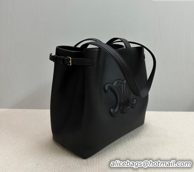 Grade Design Celine Medium Cabas Anais Cuir Triomphe Tote Bag in Grained Calfskin 116853 Black 2025