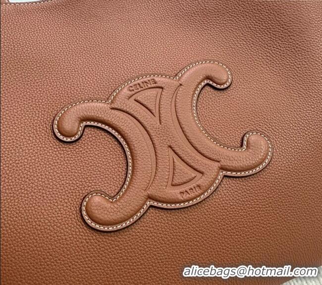 Affordable Price Celine Medium Cabas Anais Cuir Triomphe Tote Bag in Grained Calfskin 116853 Tan Brown 2025