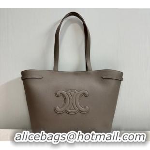 Big Discount Celine Medium Cabas Anais Cuir Triomphe Tote Bag in Grained Calfskin 116853 Dark Grey 2025