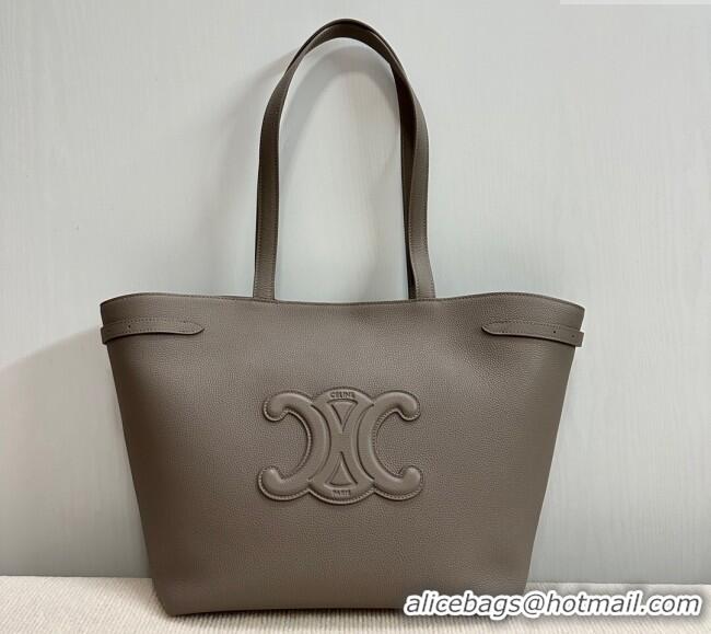Big Discount Celine Medium Cabas Anais Cuir Triomphe Tote Bag in Grained Calfskin 116853 Dark Grey 2025