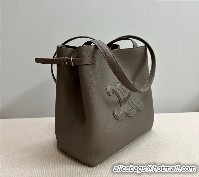 Big Discount Celine Medium Cabas Anais Cuir Triomphe Tote Bag in Grained Calfskin 116853 Dark Grey 2025