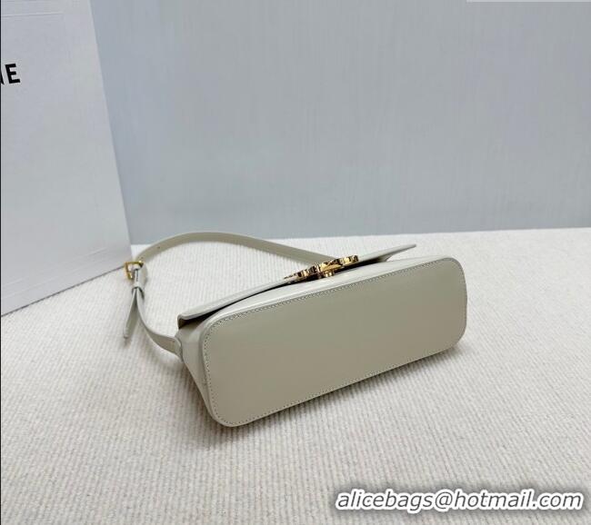 Good Taste Celine Triomphe Shoulder Bag in Shiny Calfskin 120553 White 2025