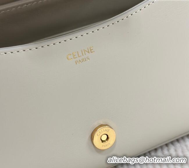 Good Taste Celine Triomphe Shoulder Bag in Shiny Calfskin 120553 White 2025