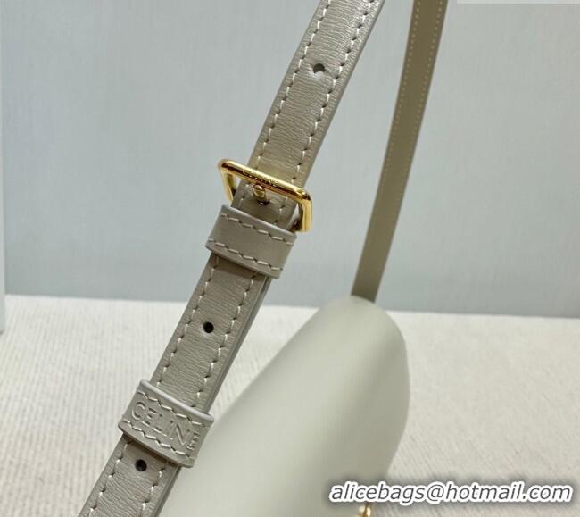 Good Taste Celine Triomphe Shoulder Bag in Shiny Calfskin 120553 White 2025