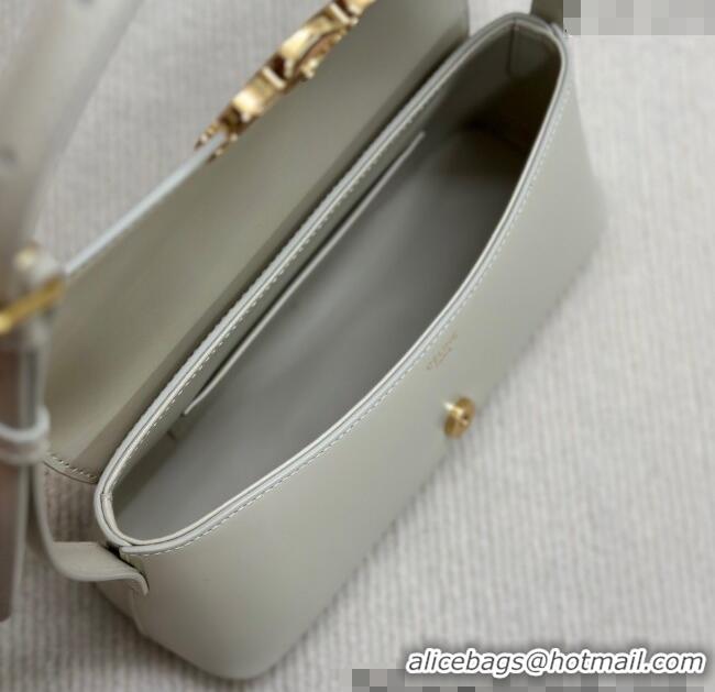 Good Taste Celine Triomphe Shoulder Bag in Shiny Calfskin 120553 White 2025