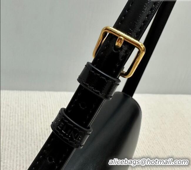 Top Quality Celine Triomphe Shoulder Bag in Shiny Calfskin 120553 Black 2025