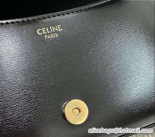 Top Quality Celine Triomphe Shoulder Bag in Shiny Calfskin 120553 Black 2025