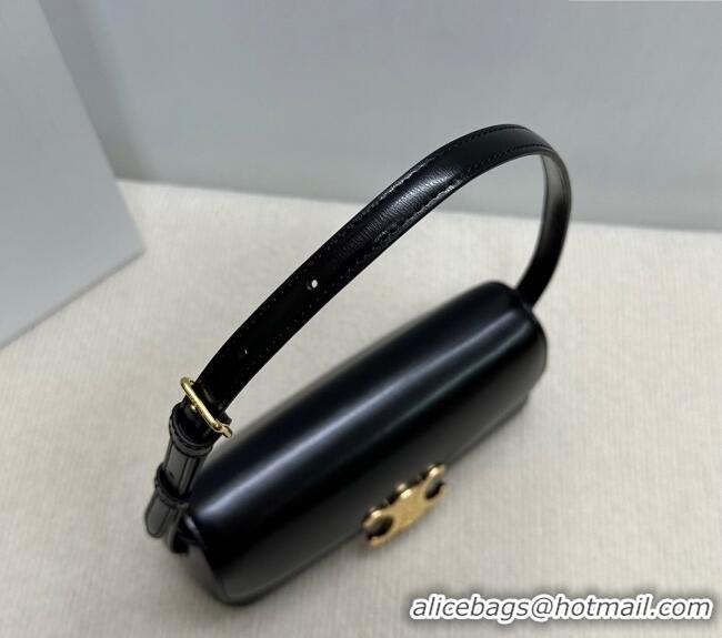 Top Quality Celine Triomphe Shoulder Bag in Shiny Calfskin 120553 Black 2025