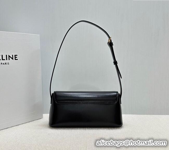 Top Quality Celine Triomphe Shoulder Bag in Shiny Calfskin 120553 Black 2025