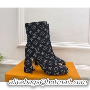 Durable Louis Vuitton Swing Heel Ankle Boots 9cm in Monogram Denim Black 1AID092 1021132