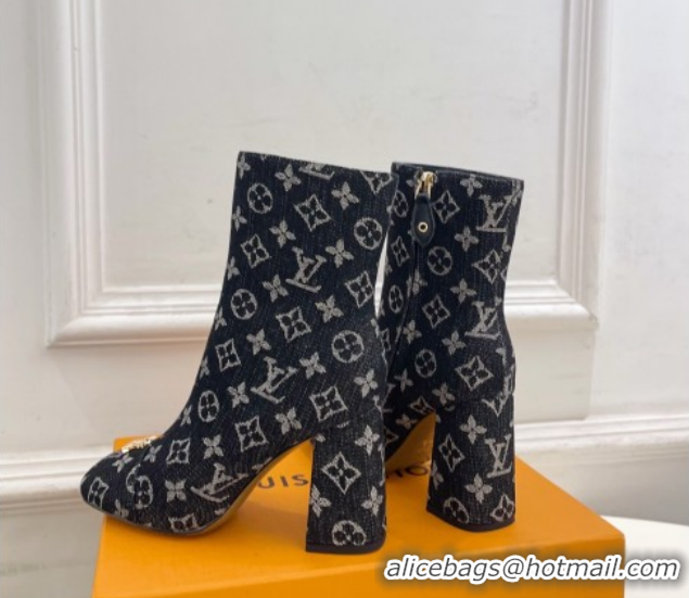 Durable Louis Vuitton Swing Heel Ankle Boots 9cm in Monogram Denim Black 1AID092 1021132