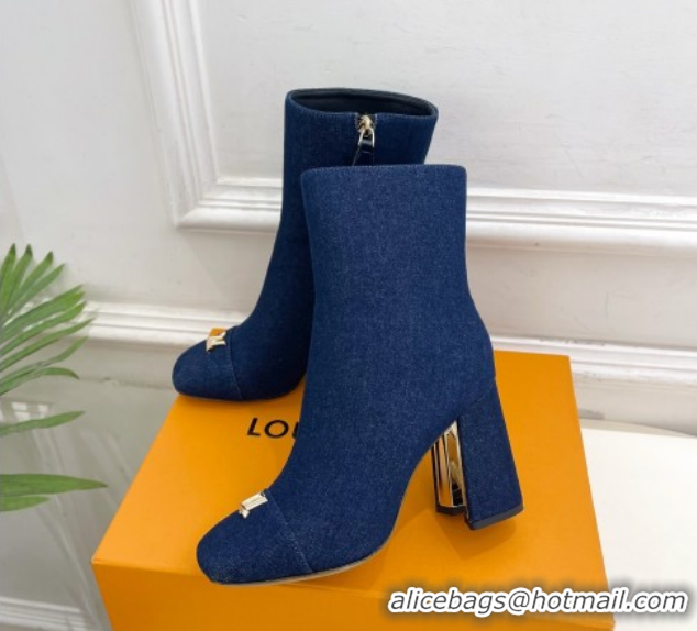 Good Product Louis Vuitton Swing Heel Ankle Boots 9cm in Navy Blue Denim 1AID092 1021133