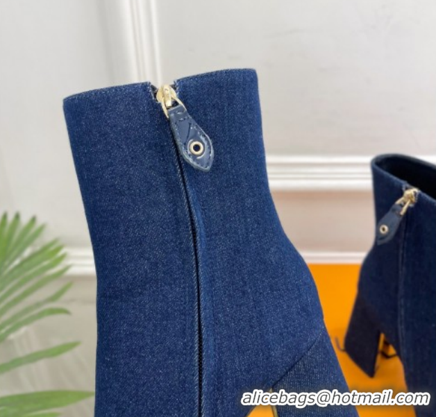 Good Product Louis Vuitton Swing Heel Ankle Boots 9cm in Navy Blue Denim 1AID092 1021133
