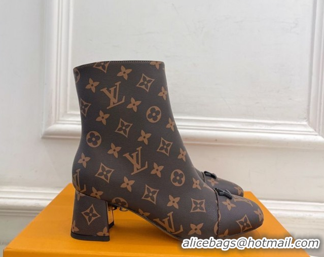 Luxury Cheap Louis Vuitton Swing Heel Ankle Boots 5.5cm in Monogram Canvas 1AID092 1021134