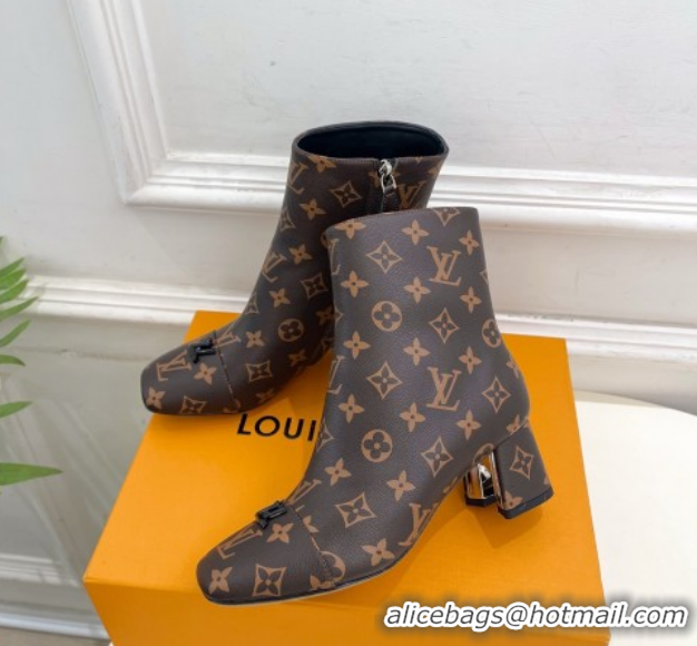 Luxury Cheap Louis Vuitton Swing Heel Ankle Boots 5.5cm in Monogram Canvas 1AID092 1021134