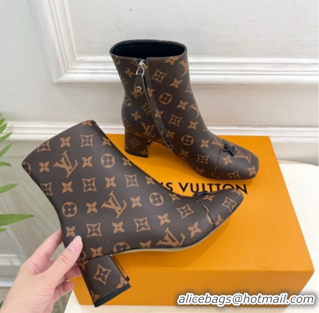 Luxury Cheap Louis Vuitton Swing Heel Ankle Boots 5.5cm in Monogram Canvas 1AID092 1021134