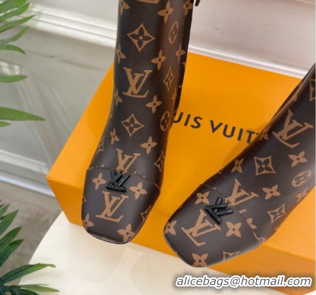 Luxury Cheap Louis Vuitton Swing Heel Ankle Boots 5.5cm in Monogram Canvas 1AID092 1021134