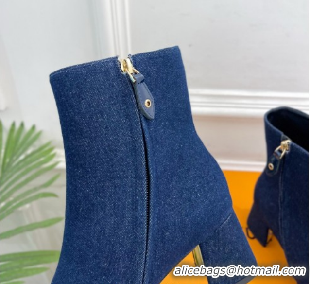 Grade Louis Vuitton Swing Heel Ankle Boots 5.5cm in Navy Blue Denim 1AID092 1021137