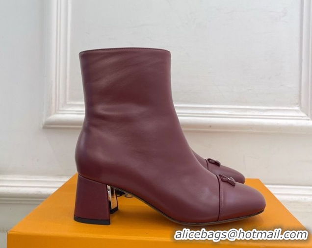 Louis Vuitton Swing Heel Ankle Boots 5.5cm in Calf Leather Burgundy 1AID092 1021138