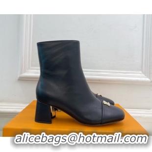 Sophisticated Louis Vuitton Swing Heel Ankle Boots 5.5cm in Calf Leather Black 1AID092 1021139