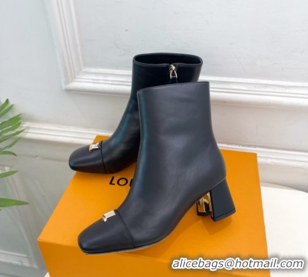 Sophisticated Louis Vuitton Swing Heel Ankle Boots 5.5cm in Calf Leather Black 1AID092 1021139