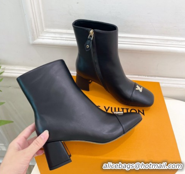 Sophisticated Louis Vuitton Swing Heel Ankle Boots 5.5cm in Calf Leather Black 1AID092 1021139