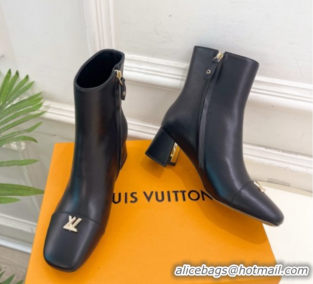 Sophisticated Louis Vuitton Swing Heel Ankle Boots 5.5cm in Calf Leather Black 1AID092 1021139