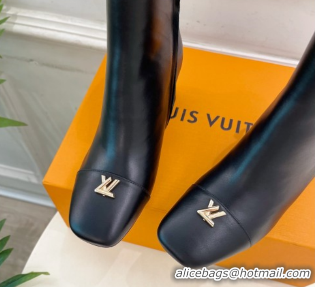Sophisticated Louis Vuitton Swing Heel Ankle Boots 5.5cm in Calf Leather Black 1AID092 1021139