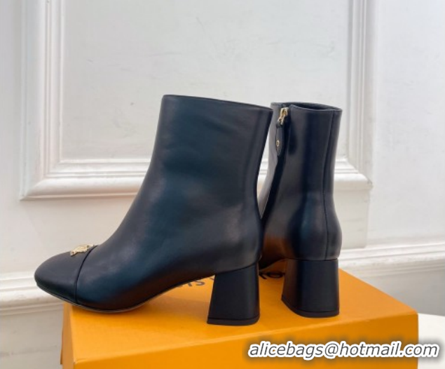 Sophisticated Louis Vuitton Swing Heel Ankle Boots 5.5cm in Calf Leather Black 1AID092 1021139