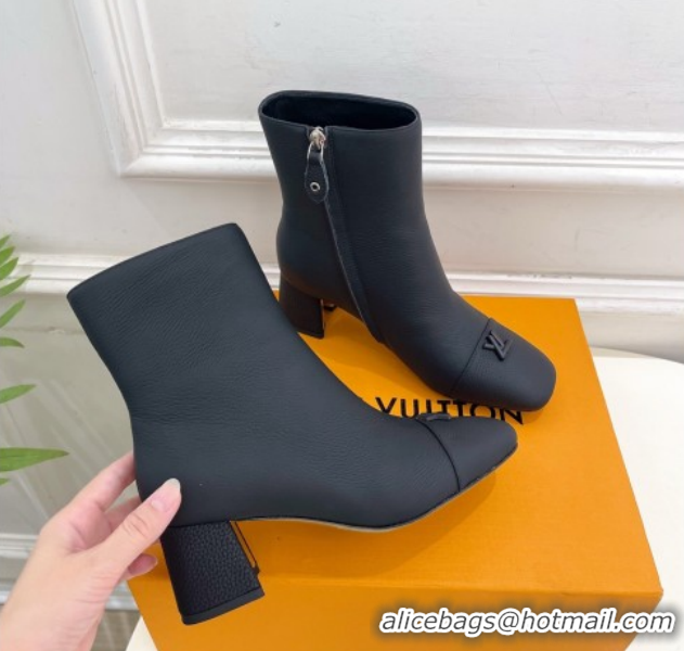 Stylish Louis Vuitton Swing Heel Ankle Boots 5.5cm in Matte Leather All Black 1AID092 1021140