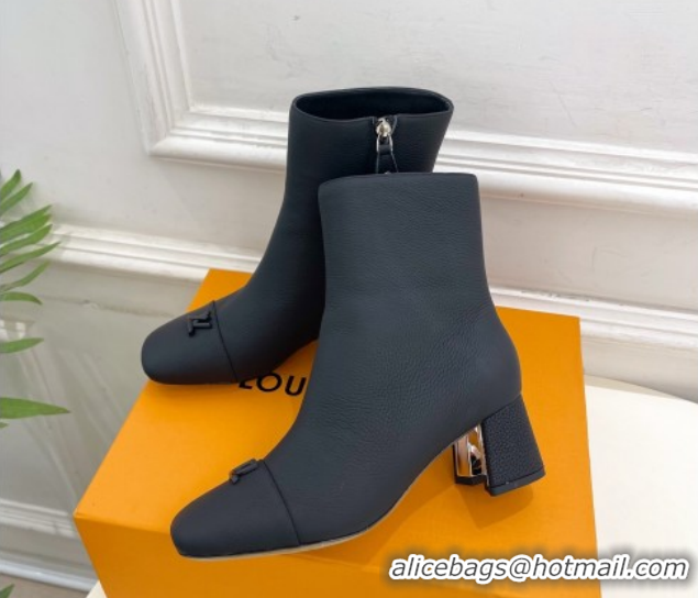 Stylish Louis Vuitton Swing Heel Ankle Boots 5.5cm in Matte Leather All Black 1AID092 1021140