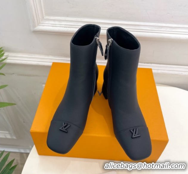 Stylish Louis Vuitton Swing Heel Ankle Boots 5.5cm in Matte Leather All Black 1AID092 1021140