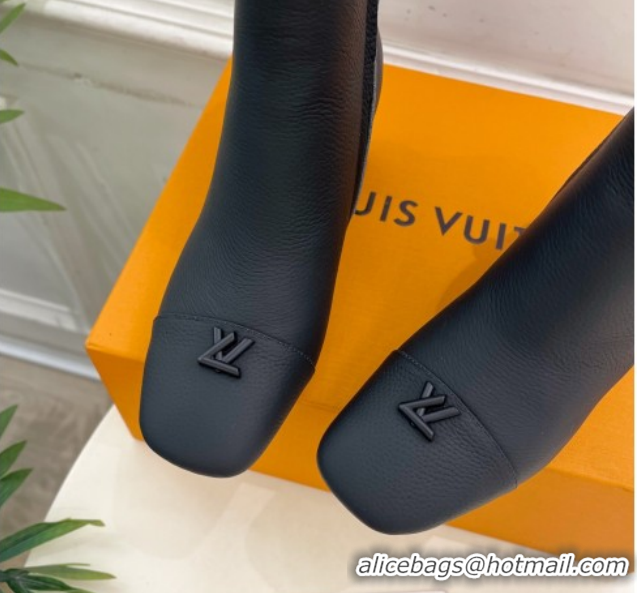 Stylish Louis Vuitton Swing Heel Ankle Boots 5.5cm in Matte Leather All Black 1AID092 1021140