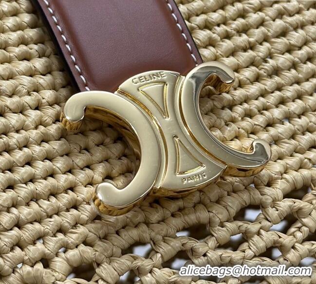 Latest Style Celine Small Louise Bucket bag in Raffia Straw and Calfskin 119742 Beige 2025